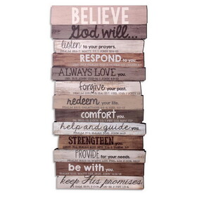 Dicksons 45019 Wall Plaque Stacked Believe Mdf 16.5H