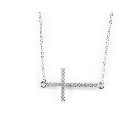 Dicksons 73-0113P Sideways Cross Silver Plated Necklace
