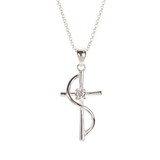 Dicksons 73-1561P Sash Cross Silver Plated Necklace