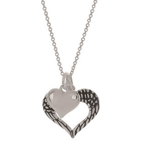 Dicksons 73-4691P Feather Heart Silver Plate 18" Chain