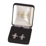 Dicksons 73-4841P Earrings Silver Plate Open Petal Cross