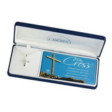 Dicksons 73-4852P Necklace The Cross Ribbon/Crystal 18In