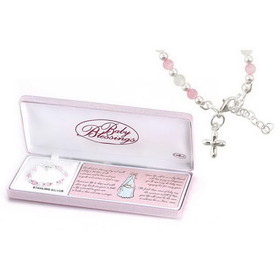 Dicksons 73-7558 Baby Blessings Bracelet Pink And White