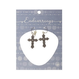 Dicksons 73-8027P Earring With 7/8" Sculpted Cross/Heart