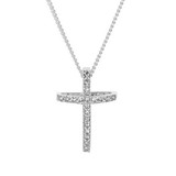 Dicksons 73-8043P Open Bow Cz Cross Silver Plate 18