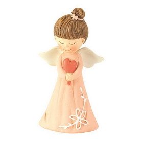 Dicksons ANGR-1074 Angel Figurine Peach With Heart Resin