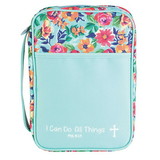 Dicksons BCK-L269 Bible Cover Floral I Can Do All Large