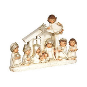 Dicksons CHFIGR-159 1 Piece White Nativity In Creche 6"H