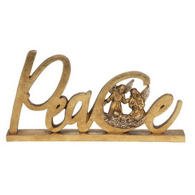 Dicksons CHFIGR-237 Gold Peace Sign Angels Resin 9"L