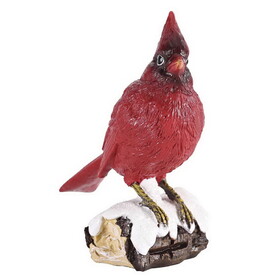 Dicksons CHFIGR-283 Cardinal Figurine On Log Snow Resin 4.5H