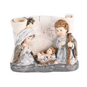 Dicksons CHFIGR-306 Nativity Holy Family On Scroll City 3.5H