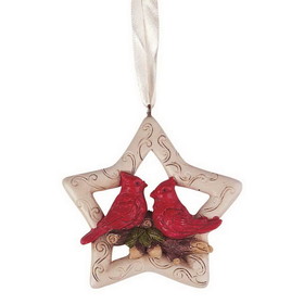 Dicksons CHO-2185 Ornament White Star With Cardinals