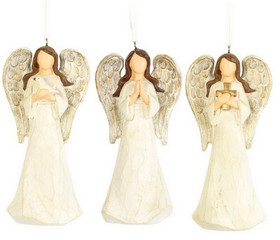 Dicksons CHOR-714 Angel Ornament Wood Look 3 Assted 5"H