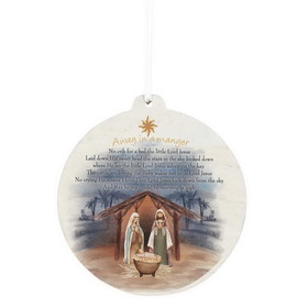 Dicksons CHOW-1025 Wood Ornament Away In A Manger White