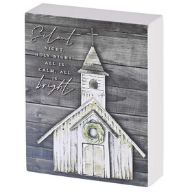 Dicksons CHTPLK34-323 Tabletop Plaque Church Silent Night 3x4