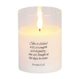 Dicksons DPGC-04-100WH Led Candle She Is Clothed 4In