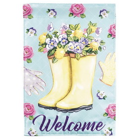 Dicksons FLAG-2083 Flag Floral Welcome Rain Boots 13X18
