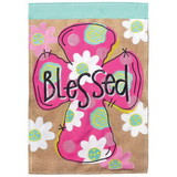 Dicksons FLAG-2102 Flag Blessed Floral Cross 13X18