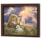 Dicksons FRMWDWAL-1411-13 Framed Wall Art Lion & Lamb Peace Walnut