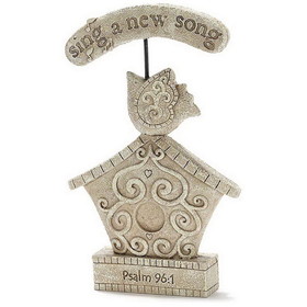 Dicksons GRDNFIG-102 A New Song Birdhouse Stone Look Figurine