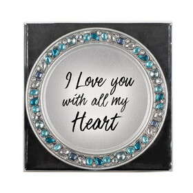 Dicksons JCT118T I Love You Teal Jeweled Coaster Set