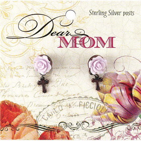 Dicksons JE-400 Earrings Dear Mom Flower With Cross