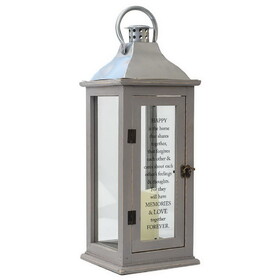 Dicksons LTN224LGY Lantern Happy Is The Home Large Grey