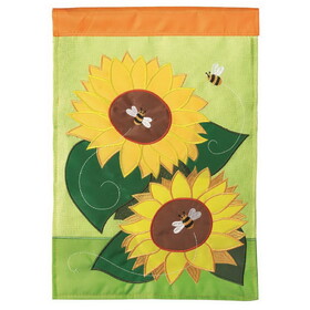 Dicksons M001089 Flag Sunflowers Bees Burlap 29X42