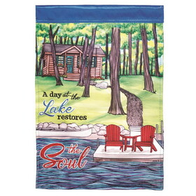 Dicksons M001299 Flag Cabin A Day At The Lake 29X42