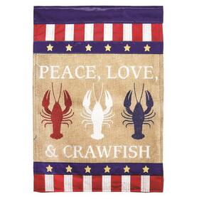 Dicksons M001398 Flag Peace Love & Crawfish Burlap 29X42