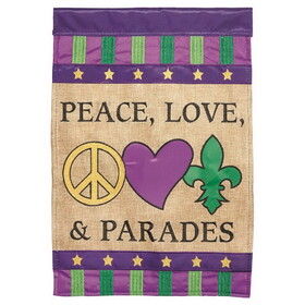 Dicksons M001408 Flag Peace Love & Parades Burlap 29X42