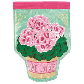 Dicksons M001529 Flag Welcome Potted Geraniums 29X42
