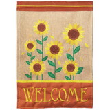 Dicksons M001630 Flag Sunflowers Welcome Burlap 29X42