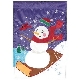 Dicksons M001684 Flag Snowman Sledding Polyester 29X42