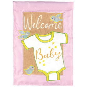Dicksons M001754 Flag Welcome Baby Burlap Polyester 29X42