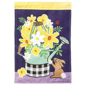 Dicksons M001769 Flag Yellow Flowers Watering Can 29X42