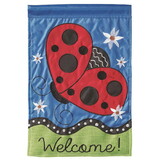 Dicksons M010004 Flag Ladybug Welcome Burlap 13X18