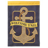 Dicksons M010006 Flag Anchor Welcome Yall Burlap 13X18