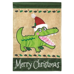 Dicksons M011011 Flag Alligator Christmas Polyester 13X18