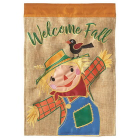 Dicksons M011025 Flag Welcome Fall Scarecrow Burlap 13X18