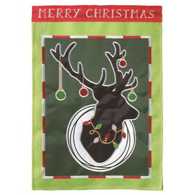 Dicksons M011037 Flag Christmas Deer Burlap 13X18