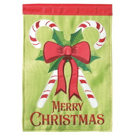 Dicksons M011038 Flag Christmas Candy Cane Burlap 13X18