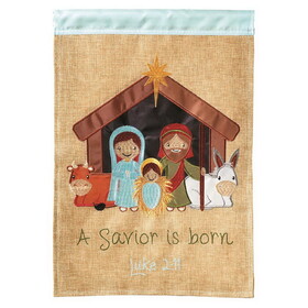 Dicksons M011055 Flag Nativity In Creche Burlap 13X18