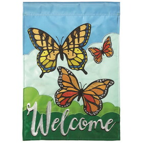 Dicksons M011088 Flag Butterflies Welcome Polyester 13X18