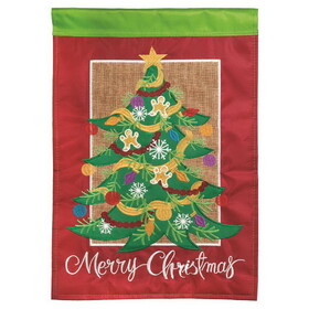 Dicksons M011238 Flag Christmas Tree Red Polyester 13X18