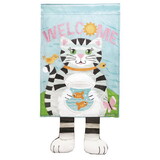 Dicksons M011288 Crazy Leg Cat Welcome Polyester