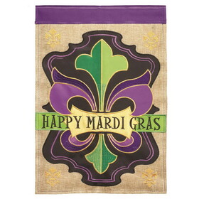 Dicksons M011346 Flag Happy Mardi Gras Green Burlap 13X18