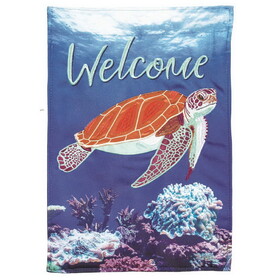 Dicksons M011353 Flag Welcome Sea Turtle Polyester 13X18