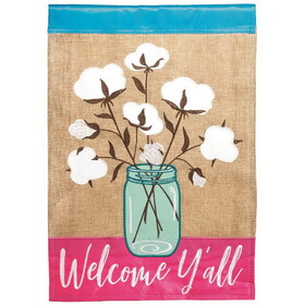 Dicksons M011378 Flag Cotton Welcome Burlap 13X18