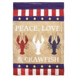 Dicksons M011398 Flag Peace Love Crawfish Burlap 13X18